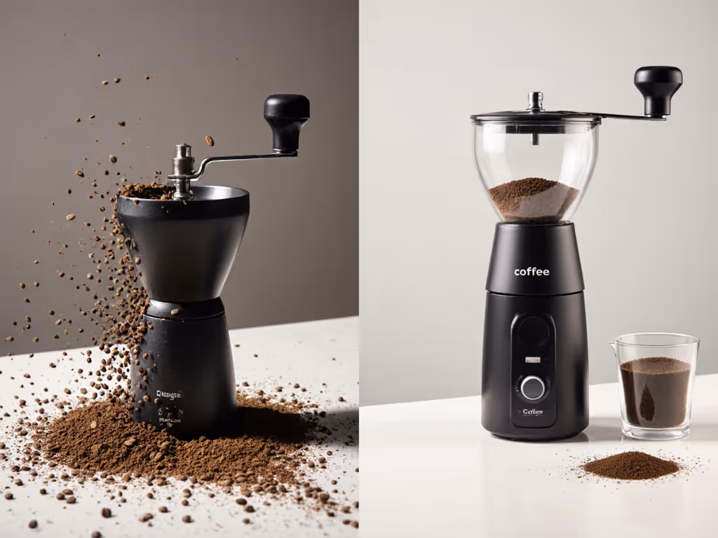 coffee grind retention comparison showing static cling vs contained grounds